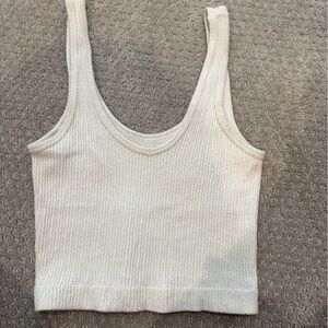 Urban Outfitters Cream Ribbed Tank Top